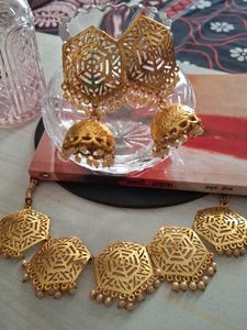 Gold Plated Necklace &amp; Earring Set
