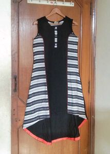 Brand New long black & white cotton kurti