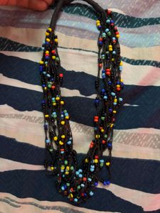 Boho Multicolor Beaded Tassel Necklace