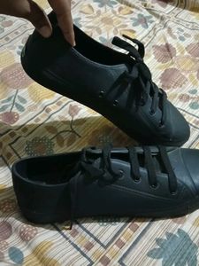 Classic Black Lace-Up Sneakers