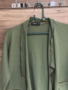 Olive Green Open Front Cardigan