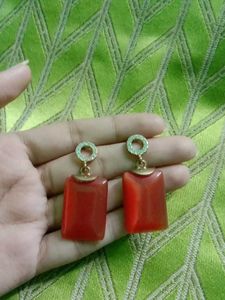 Stylish Orange Dangle Earrings