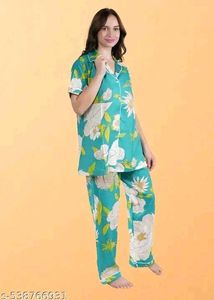 Floral Print Cotton Night Suit Set