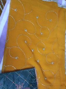 hand work heavy darbari saree with blouse