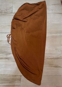 Rust Orange Ruched Skirt