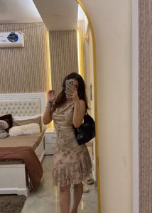 Zudio Taupe Floral Print Mini Dress