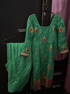 Green Embroidered Kurta Set