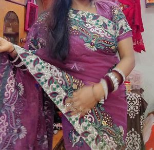 Beautiful Purple Embroidered Saree