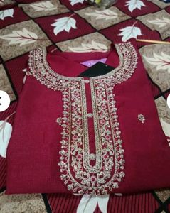 Maroon Embroidered Kurta xl