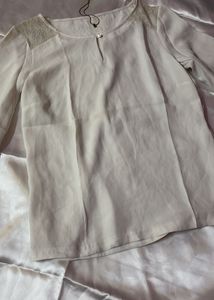Elegant Sheer Blouse with Lace Detail
