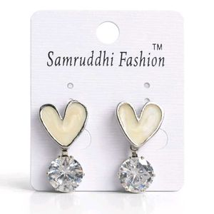 Crystal Drop Heart Studs