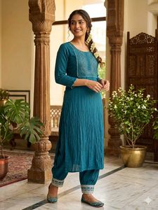 Teal Blue Kurta Set with Pants