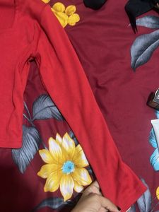 Red Long Sleeve Crop Top