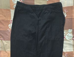 comfortable black straight fit trousers