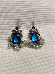 Blue Stone Peacock Earrings