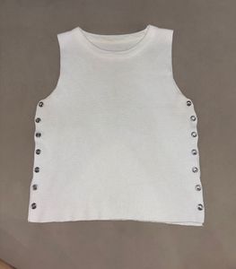 White Sleeveless Top with Grommet Details