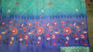 Beautiful Teal Saree with Floral Border