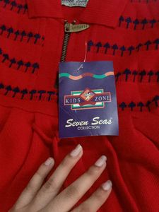 Red Embroidered Sweater Dress