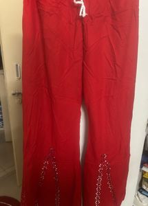 Vibrant Red Wide-Leg Pants