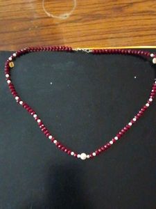 Elegant Red Beaded Necklace with Pearls