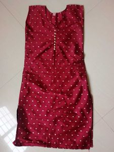 Maroon Polka Dot Kurta