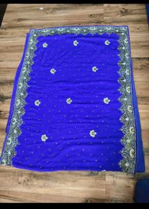 Royal Blue heavy handwork Saree