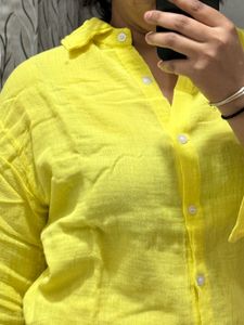 Bright Yellow Button-Up Shirt