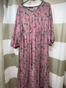 Pink Floral Maxi Dress || Size : XL ||