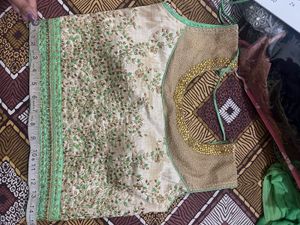 Elegant Green Lehenga Choli Set with padded blouse