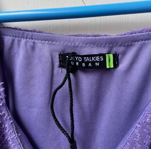 Cute Purple Ruffle one peace side zeeper