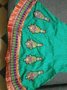 Girls Green Embroidered Dress