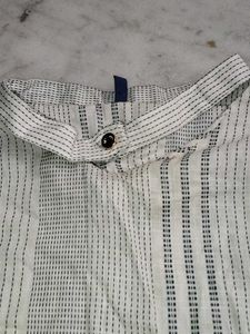 Chic Striped Kurta with Pearl Embellishments