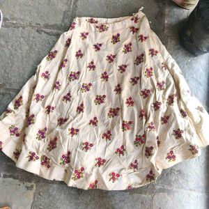 Embroidered Cream Ethnic Skirt