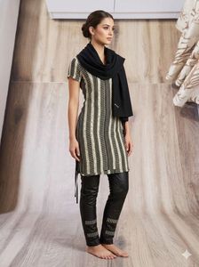 Striped Black & White Kurti