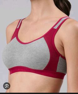 Stylish Maroon & Gray Sports Bra