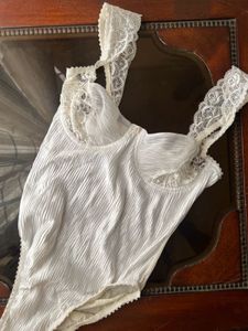 Vintage lace trim bodysuit