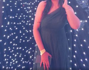 One-Shoulder Green gown with attached dupatta