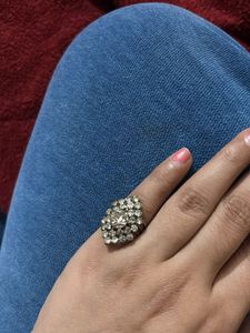 Elegant Silver-Tone Cocktail Ring