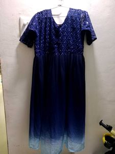 Elegant Navy Ombre Sequined Dress 💙