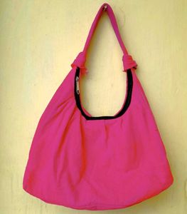 Bright Pink Hobo Bag with Embellishment