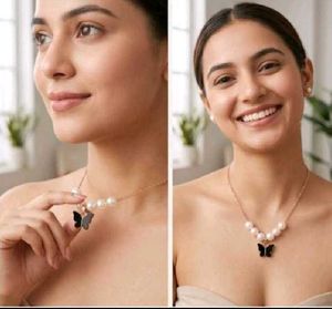 Elegant Pearl Butterfly Necklace &amp; Earrings Set
