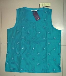 Max Turquoise Sleeveless Embellished Top