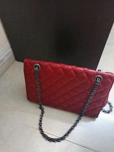 Chic Red Quilted Chain Shoulder Bag