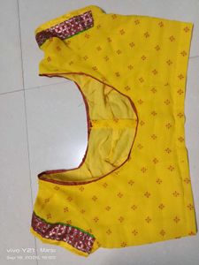 Vibrant Yellow Floral Print Saree