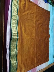 Elegant Mustard &amp; Green Silk Saree