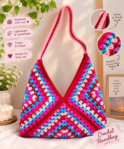 Handmade Crochet Granny Square Bag