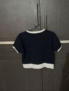 Women Navy Blue Crop Top | Size M