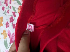 Red and dark blue pants