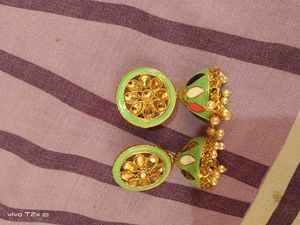 Beautiful Green Jhumka Earrings