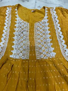 yellow anarkali frock